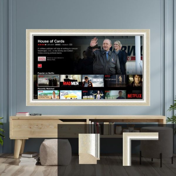 Silver Ornate TV Frame – Custom Bespoke Home Decor, Fully Assembled