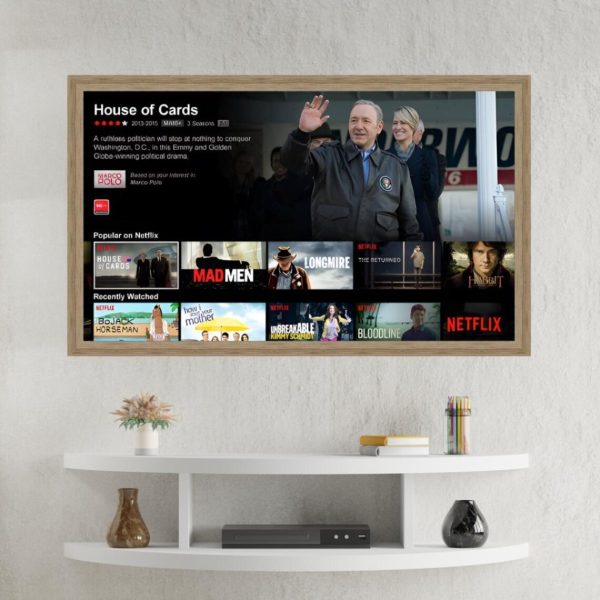 Handmade Taupe TV Frame – Botanica Design, Custom Timber Frame, Fully Assembled