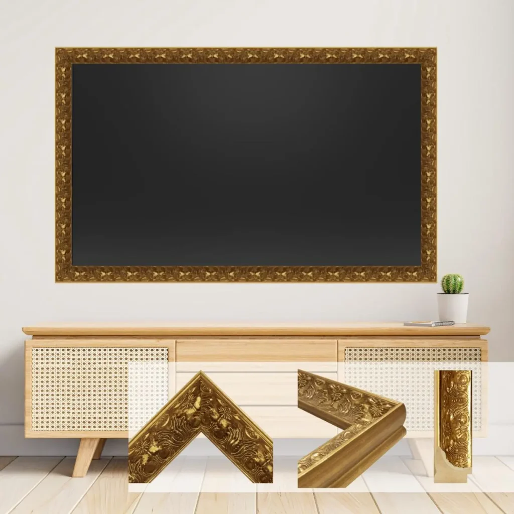 Gold TV Frame – Bespoke Timber Design for Wall-Mounted TVs, Fully Assembled